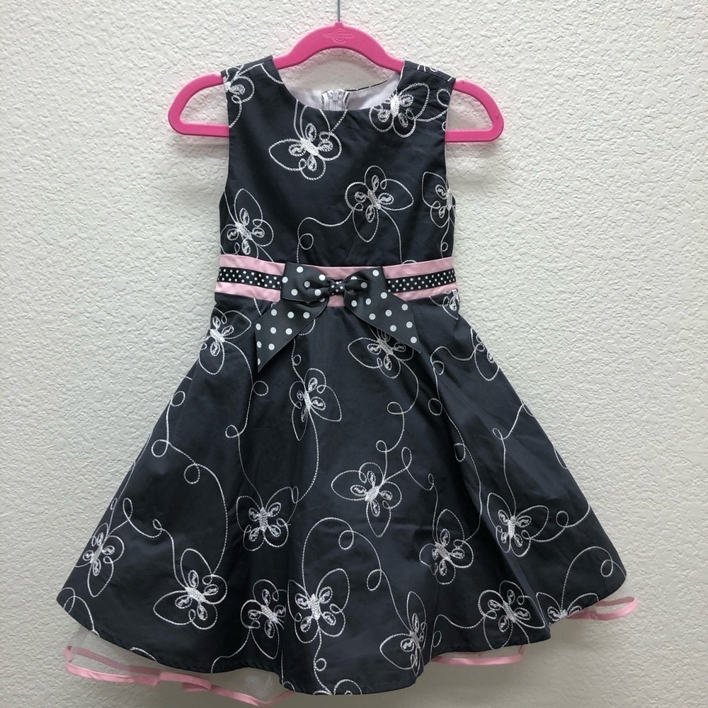 Girls Rare Too Embroidered Butterflies dress Sz 5